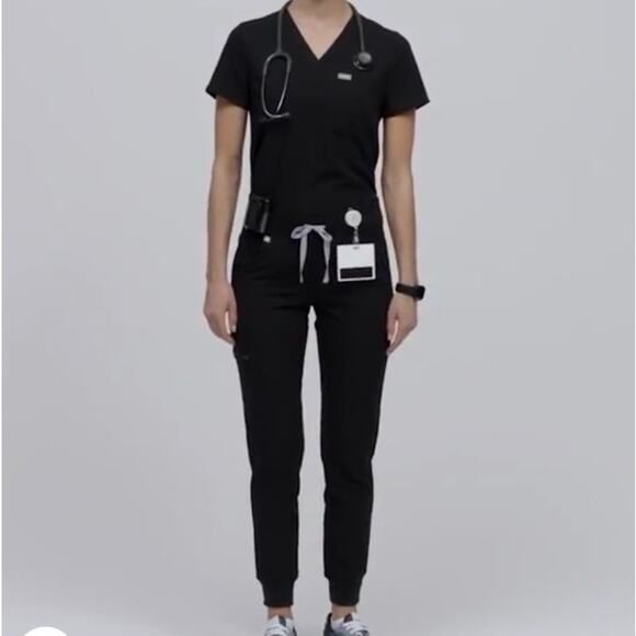 Figs Catarina Top & Zamora Joggers Set In Black 3XL - Picture 1 of 7